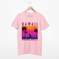 Hot Fashion Hawaii sunsets baju perempuan women men 100% cotton t-shirt