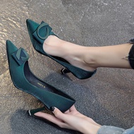 New Ladies Elegant High Heels Premium Satin Stiletto Mid Heel Pointed Toe Slim Heels Classic Party D