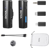Boya Wireless Lavalier Microphone, BOYALINK A1 Mini Lapel Mic for iPhone Android Camera PC Laptop Video Recording, Vlog, Podcast Live Stream Interview (TX+RX)