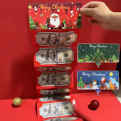 1/3pcs Christmas Cash Gift Card Holder 10 Grid Dollar Bill Cardboard Divider Holiday Party Supplies 