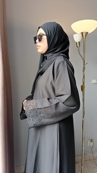 Abaya Raline - Abaya Putih Hitam Polos - Abaya turki -Dress Muslimah Remaja Kekinian Terbaru