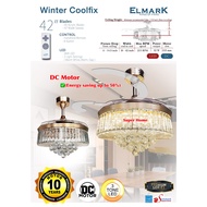 Elmark Ceiling Fan 42 inch Elmark Winter Coolfix Crystal DC Motor 36w LED Light Ceiling Fan with Remote Controller - 6 Speed