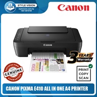 Canon PIXMA A4 all in one printer E410 (Include Black And Color setup Ink)