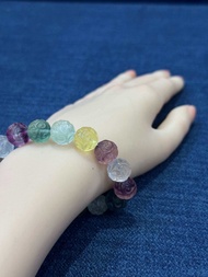 MewGems-Vòng tay đá Flourite tự nhiên chạm khắc hoa văn như ý size 11ly +