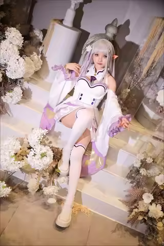Emilia Cosplay Costume Amine Re in A Different World From Zero Cosplay Performance Costume Wig and S
