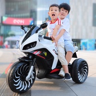 ST&amp;💘Children's Electric Motorcycle Can Sit Adult Boys and Girls Tricycle Double Rechargeable Large Toy Car2-10Years Old