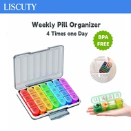 Moisture-Proof Weekly Pill Organizer 4 Times a Day, 7 Day Pill Box 4X a Day, One Week Travel Pill Ca