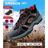 Ambros Men's Sidewinder Hiking Trekking Shoes - Black/Red Workout Exercise Fitness Walking Sukan