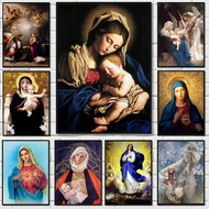 Cetak seni hati suci Perawan Maria Madonna Hitam Katolik Hiasan dinding Canvas lukisan rumah
