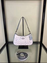 🎀Brand New Free Shipping💙Coach CA548 斜孭袋 PVC配皮革｜Color 淺粉灰+老花｜Size 約24x7.5x16💙配件全齊適合送禮 嚴格檢測貨品絕對完美 自用 