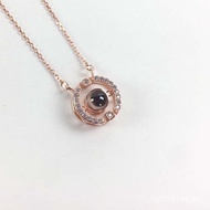 Love S925 Silver Necklace Memory Round 100 Smart Same Style Clavicle Projection I Love You Language 