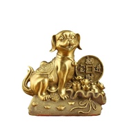 Brass Dog Figurine, Fengshui Wealth Dog, Treasure Bowl Dogs, Home Office Decor Ornament