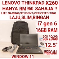 LAPTOP HIGHSPEC LENOVO X260 CORE I7 GEN 6 ,16GB RAM,SSD WIN 11