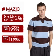 KS01 - "MAZIC" FW25 KNIT POLO WOOL SHORT SLEEVES SKY BLUE W/ BROWN ACCENTS EXCLUSIVE