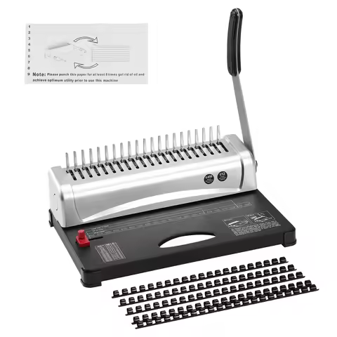 SucceBuy Binding Machine Comb Binding Machine 21Holes Binding 450 Sheets Book Binder Machine with 10