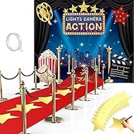 Frienda 6 x 5 ft Movie Theme Photography Backdrop Red Carpet Party Decorations Runner Red Carpet Run