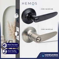 HEMOS 60-70MM TUBULAR LEVEL DOOR LOCK KUNCI TOMBOL PINTU RUMAH SILVER BLACK HM-5212-MS,MB