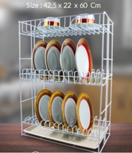 Rak Piring Gelas + Nampan / Rak Dapur S3 Simbasun Rose-393T