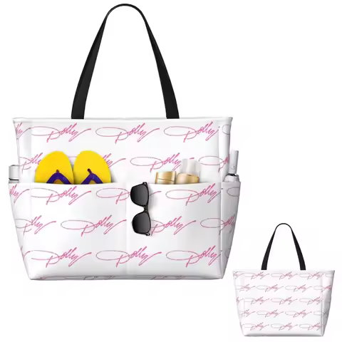 Dolly Parton Pink Sparkle Beach Tote Bag Sport Gym Yoga Duffle Large Tote Bag Women Travel Bag Fitne
