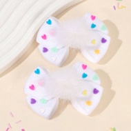 2 chiếc nơ cài tóc Pom Pom màu trắng cho bé gái nơ trang trí hình trái tim nhiều màu'sắc kẹp tóc cá 