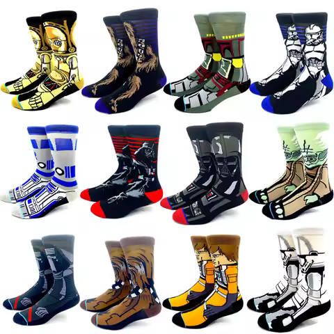 VIP New Autumn Winter Star Wars Movie Men socks Master Yoda R2-D2 Cosplay Socks Wookiee Jedi Knight