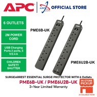 APC PME6B-UK / PME6U2B-UK SURGEARREST ESSENTIAL SURGE PROTECTOR WITH 6 Outlets
