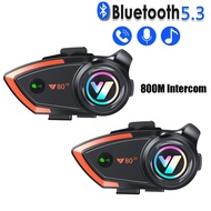 Y80 2X Motorcycle Helmet Heaphones Intercom Bluetooth 5.3 Headset Hands Free Call Wireless Noise Red