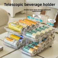 fridge rack Expandable Beverage Storage Box Automatic Replenishment Transparent Double-Layer Can Sto