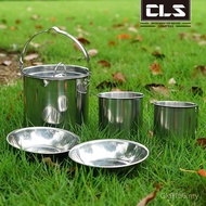 Kettle Outdoor Plate Bowl Man 2-3 Hanging Pot Camping Set Kettle 5-Piece Set Hanging Cookware Water 