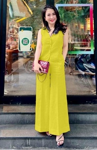 Set Đồ Nữ Mặc Đi Chơi Ở Nhà Áo Sát Nách Quần Ống Rộng Cổ Tim Sang Chảnh Mã H17