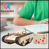 KARWEN863 ไม้ดีไอวาย โมเดลรถถังปริศนา3D ของขวัญวันเกิดเด็ก การควบคุมระยะไกล ชุดปริศนาไม้ การประกอบชิ