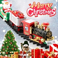 LOOKSHOW Animated Christmas Tree Train Hanging Electric Train Set Steam and Light Express Train Sant