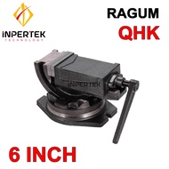 Ragum 6" QHK 160 mm Catok 6 Inch Vise Bench Penjepit Meja Mesin Tanggem Putar Sudut Miring Derajat