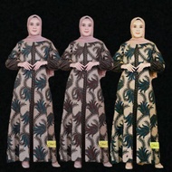 gamis batik wanita modern kombinasi warna hitam jumbo batik pekalongan