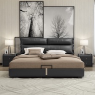 Bed Modern Simple Leather Bed Owner Bedroom 1.8m 2 Double Bed 2m 2.2 Large Bed Leather Bed Genuine L