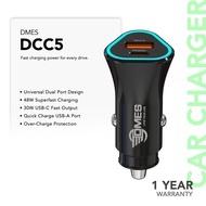 Dmes DCC5 Dual USB Car Charger 48W Fast Charge Metal Adapter for iPhone Android 12V 24V Durable Alum