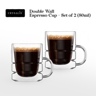 CRYSALIS Double Wall Glass Espresso Cup 80ml | 2.7oz [Set of 2] Coffee Mug Drinking Glass