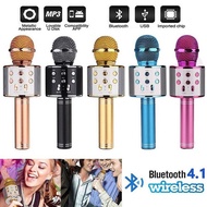 WS858 Bluetooth Microphone Handheld Wireless Bluetooth Microphone Karaoke Portable Mic FM Speaker Like