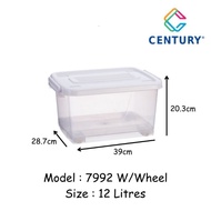 Century Transparent Storage Box7992/ 7994/7886/7888 With Wheel 12/25/38/33 Litres