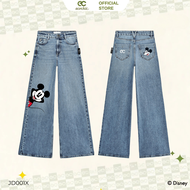 [Nhập mã LAZSOCIAL99 30% tối đa 99k]Quần Jean Dài Ống Suông Mickey ECOCHIC Cạp Cao Chất Jean Cao Cấp