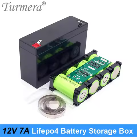 Turmera 12V 32700 Lifepo4 Battery Storage Box 4S 40A Balance BMS Nickel with Holder for Uninterrupte