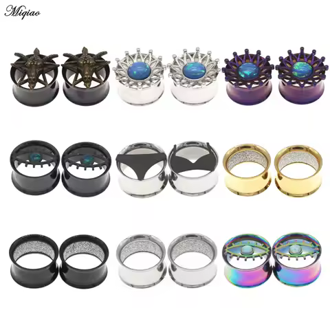 Miqiao 1 Pair Sheep Ear Flesh Tunnel Plug Piercing Black Earlet Gauges Expansion Piercing Fashion Je