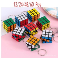 12 Pcs 3cm Mini Magic Cube Keychain Set | Plastic Rubik's Cube Toy Pendant | 3x3x3 cm Educational Gi