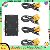 KVM Switch,USB VGA KVM Switch for 4PC Sharing One Video Monitor and 3 USB Devices,for PC, Keyboard, 