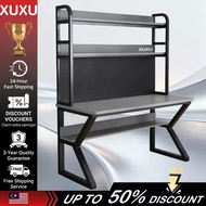 XUXU Study Table Storage Meja Komputer Gaming Table Rack Steel Frame Double Layer Board With Holes 桌