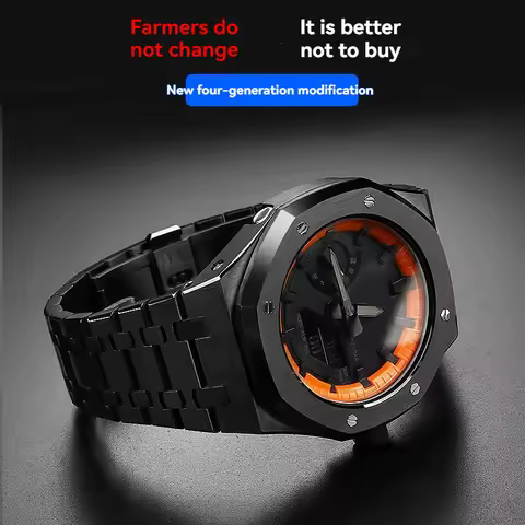 for Casio G-Shock GA-2100 GA-2110 farmhouse oak modified stainless steel AP Black Samurai watch with