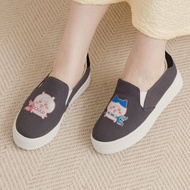 吉伊卡哇 小可愛與小八貓討伐棒電繡厚底懶人鞋不彎腰鞋-深灰