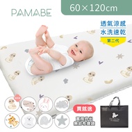 【PAMABE】二合一水洗透氣嬰兒床墊 60x120x5cm(全新花色/護脊/抗敏防菌/新生嬰兒專用)