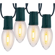 Vintage C9 LED Christmas Lights Outdoor Warm White, 50 Feet C9 String Lights for Christmas Tree Roof