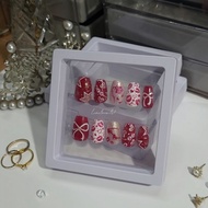 🌟𝐻𝒶𝓃𝒹𝓂𝒶𝒹𝑒🌟 Press-on-nails Taylor Swift Red Era |  Valentine's Day Nails |  Red Nails |  Kiss |  Glit